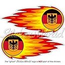 GERMANY Deutsch German Flaming Fireball Fire 5" (125mm) Vinyl Bumper Stickers, Decals x 2
