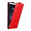 Cadorabo Case Compatible with ZTE Axon 7 in Apple RED - Flip Style Case with Magnetic Closure - Wallet Etui Cover Pouch PU Leather Flip