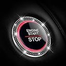 CGEAMDY 2 Pcs Car Push Start Button Crystal Rhinestone Cover/Sticker, Car Engines Start Stop Accessories for Car Interior Decoration, Push to Start Button, Key Ignition Starter & Knob Ring (Black)
