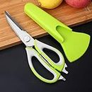 RENESMEE Kitchen Scissors Stainless Steel Shears Heavy Duty 10 in 1 Household Scissors with Magnetic Holder for Chicken, Fish, Seafood, Cutter, Peeler, Opener, Slicer (Set of 1), Multicolor