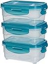 Amazon Basics Air-Locked 3-Piece Food-Storage Set, 3 x 0.6 Liter - Light Blue