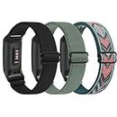 [3 PACK] Elastic Bands for Fitbit Charge 4 Bands & Fitbit Charge 3 Bands Women Men, Adjustable Comfortable Solo Loop Nylon Braided Replacement Wristband Straps for Fitbit Charge 4 / Charge 3 / Charge 3 SE