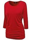 MBJ WT822 Womens 3/4 Sleeve with Drape Top S RED