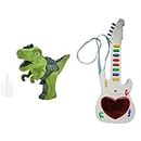 VGRASSP Mist Spraying Dinosaur Toy with LED Light and Sound Toy for Kids - Multicolor (Color and Design As Per Stock) & Mini Toy Guitar for Children - Kids Handheld Musical Electronic - Plays Music