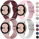 4 PACK Bands Compatible with Samsung Galaxy Watch 4 Band 40mm 44mm, Galaxy Watch 4 Classic Band 42mm 46mm, Galaxy Active 2 Watch Band, 20mm Adjustable Silicone Sport Strap Replacement Band for Galaxy Watch 4 Women Men (WineRed+Pink+White+RoseGold)