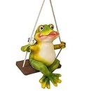 The MLS Garden Frog on Swing (Garden Decor Home Decor, Hanging Frog, Frog, Garden Statue, Animal Statue)