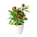 EboLD Potted Imitation Plants Fruit Pot Artificial Fruit Tree Fake Flower Garden Realistic Home Decoration Party Artifical Flowers-Apple Green