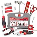 Hi-Spec 42pc Red Household DIY Small Tool Kit. Tool Box Set of Starter Basic Tools Kit for Home & Office