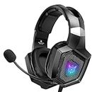 Gaming Headset with Microphone, Gaming Headphones for PS4 PS5 Xbox One PC, Playstation Headset with Noise Reduction Mic, LED Light 7.1 Surround Sound Over-Ear and Wired 3.5mm Jack (Blue)