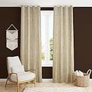 TEXTILES CASA Velvet Foil Print Thermal Insulted 80% Blackout Long Door Curtains for Bedroom Living Room Home, 10 feet Long, Cream, Set of 2