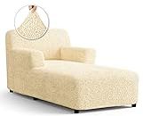 PAULATO BY GA.I.CO. Chaise Lounge Cover - Lounge Sofa Slipcover- Soft Polyester Fabric Slipcovers - 1-Piece Form Fit Stretch Furniture Slipcover - Microfibra Collection - Cream (Chaise Lounge)