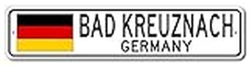 Bad Kreuznach, Germany - German Flag Street Sign - Metal Novelty Sign, Bar Pub Wall Decor, Personalized Sign, Man Cave Sign, City Sign - 4x18 inches