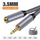 3.5mm Male to Female Stereo Audio Cable Headphone Extension Sound Cord Braided