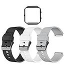 LEEFOX Compatible Fitbit Blaze Bands with Frame, Sport Silicone Strap for Fitbit Blaze Smart Fitness Watch Accessory Wristbands Small, Black White Gray w/Black Frame Men Women Boys Girls
