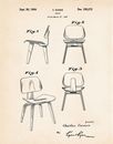 Silla moderna 1947 Eames patente retro muebles de mediados de siglo estampado patente de diseñador