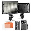 Neewer Dimmable 176 LED Video Light 5600K on Camera Light Panel with 2600mah Battery and USB Charger for Canon, Nikon, Pentax, Panasonic, Sony, and Other Digital SLR Cameras for Photography