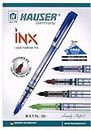 Hauser Inx Liquid Ink Fountain Pen | Cushiones Nib For Break Free Writing | German Technology With 3 Times More Ink | Free 2 Pcs 2XL Ink Cartridges with Each Pack | Blue Ink, Pack Of 8 Fountain Pens