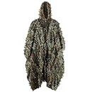 PELLOR Ghillie Suit Adults 3D Leaves Mens Camouflage Poncho Halloween Camo Netting Outdoor Airsoft Clothing Military CS Woodland Hunting Clothes Free Size