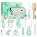 Baby Healthcare and Grooming Kit - Nursery Essentials Baby Registry Shower Gift for Newborns Infants Toddlers Boys Girls 13pcs - Green