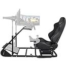 VEVOR Simulator Cockpit with Real Racing Seat, Driving Simulator Seat Height Adjustable, Racing Wheel Stand fit for Logitech G25G27G29G920, Wheel and Pedals Not Included, Cockpit Racing Simulator Seat