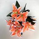 Best Artificial Stargazer Lillies - Ramo de flores (45 cm), color naranja y blanco