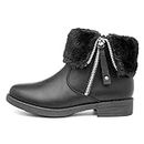 Lilley Raven Kids Black Ankle Boot with Faux Fur - Size 1 UK - Black