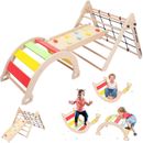 Kids Climber Playset Indoor Playground 3-in-1 Wooden Climbing Sliding Playset 