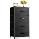 ODK Dresser for Bedroom with 4 Storage Drawers, Small Dresser Chest of Drawers Fabric Dresser with Sturdy Steel Frame, Dresser for Closet with Wood Top, Black