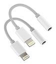 iPhone AUX Lightning to 3.5mm Adapter for Headphone Jack Dongle Splitter Cable(2pack)Audio Cord Adaptador Para Apple MFI Certified Music Earphone Converter for 11 12 13 14 Pro Max X 7 8 Plus Mini Ipad