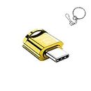 Verilux® TF Card Reader Type C Micro TF Card Reader Golden TF Card Reader with Keychain USB C to Micro SD SDHC SDXC OTG Memory Reader, Compatible with Phone with OTG Function, Instant TF Card Reader