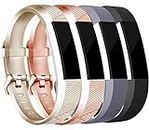 Tobfit for Fitbit Alta HR/Fitbit Alta Bands Large Small Straps Varied Colors and Editions for Fitbit Alta HR Fitbit Alta ((.Buckle Edition) Black+Gray+Gold+Rose Gold, Large)