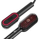 2023 Upgraded Hair Straightener Brush | TYMO Ionic Plus Straightening Brush with Dense Bristles, 16 Temps, Dual Voltage | Heat Brush Straightener for Women | Flat Iron Comb for Thick Curly Hair