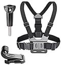 CEUTA® Chest Mount Harness Chesty Strap for Gopro Hero 8 7 6 5 4 3 3+ Session Black Silver Fusion and Sjcam with J-Hook - Fully Adjustable Strap Size Elastic Action Camera Body Belt Harness