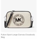 MICHAEL MICHAEL KORS Fulton Sport Large Canvas Crossbody Bag - Black & White