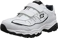 Skechers Sport Men's Afterburn Strike Memory Foam Velcro Sneaker, White/Navy, 10.5 4E US