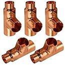 Everflow Supplies CCRT2500-5 Pack of 5 Reducing Tee Copper Fittings with Sweat Ends, 2-1/2 X 3/4 X 2-1/2