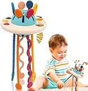 Kidology Pull String Toy for Babies Teething Strings Sensory Montessori Toys Baby Girl,Travel Toy for 6+Months Boy Food Grade Silicone Fine Motor Skills Toy for Toddlers (UFO), Multicolor