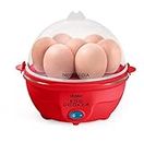 Nostalgia MyMini 7 Egg Cooker Makes 7 Soft Medium or Hard Boiled Eggs Egg Bowls Includes Egg White Separator (Red)