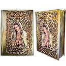 Catholic Spanish Bible with Metalic Cover of Our Virgen de Guadalupe Spanish Bible Large Print - Decorations for Catholic Wedding