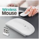 White Ultra Slim Thin Wireless Mouse Mice for PC Laptop Windows Apple Macbook 