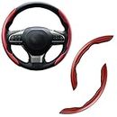 Amiss Carbon Fiber Anti-Skid Steering Wheel Protector, Segmented Butterfly Universal Wheel Cover, Car Interior Accessories (Red)