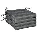 Outsunny Set of 4 Garden Seat Cushion with Ties, 42 x 42cm Replacement Dining Chair Seat Pad, Grey