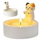 Katzen Kerzenhalter, Cartoon Katzen Teelichthalter mit Wärmenden Pfoten, Niedliche Cat Candle Holder, Geschenke Für Katzenliebhaber, Wohnzimmer Schlafzimmer Deko Tischdeko