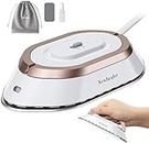 Newbealer Travel Iron with Dual Voltage - 120V/220V Lightweight Dry Iron for Clothes (No Steam), Non-Stick Ceramic Soleplate, 302℉ Mini Heat Press Machine, w/Spray Bottle, Pouch & Silicone Stand