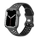 Mugust Sport Bands Compatible with for Apple Watch Band 38mm 42mm 40mm 44mm 41mm 45mm Women Men, Soft Silicone Breathable Replacement Straps Compatible with for iWatch SE Series 7 6 5 4 3 2 1 (42mm/44mm/45mm, Anthracite Black)