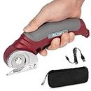 VLOXO Cordless Electric Scissors, AT001 Rotary Cutter for Fabric, Cardboard Cutter 4.2V Muti-Cutting Tools with Safety Lock, Rechargeable Powerful Fabric Cutter for Carpet Leather with Storage Box