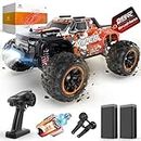 DEERC Brushless RC Truck, 45KM/H High-Speed RC Car for Beginner, 4x4 All-Terrain Remote Control Monster Truck W/Metal Shocks, 2.4GHz RC Racing Vehicle W/ 2 Batteries, for Kids and Adults