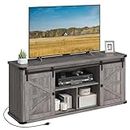 VASAGLE TV Stand for TVs up to 65 Inches, Farmhouse Entertainment Center with Sliding Barn Doors, TV Console Table for Living Room, Misty Gray ULTV324G68