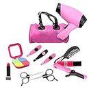 Niktule Beauty Salon Fashion Pretend Play Set?Beauty Hair Stylist Set for Girls with Toy Blow Dryer Curler and Other Styling Toolsc