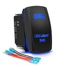 LED Light Bar Rocker Switch 5Pin Laser On/Off Blue LED Light 20A/12V 10A/24V Toggle Switch with Jumper Wires Set for Automotive Boat Marine Truck Jeep Off-Road Bus RV